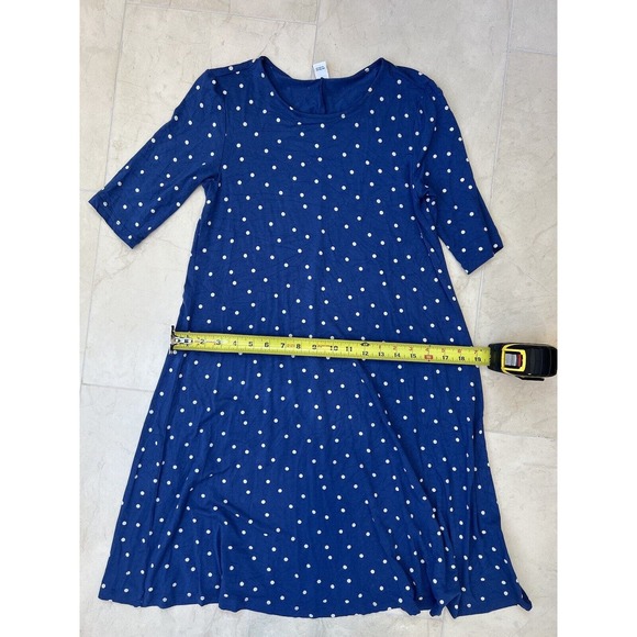 EUC Old Navy Jersey Knit Swing Dress Elbow Sleeves Extra Small XS Blue Polka Dot - Picture 9 of 11